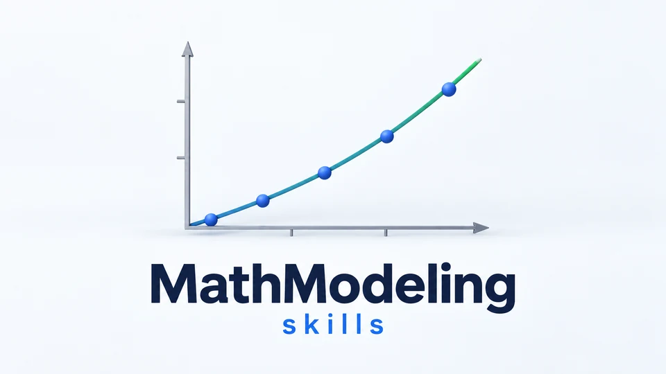 MathModeling-skills cover illustration with data points and a fitted curve
